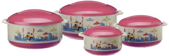Princeware Elite Plastic Casserole Set, 4-Pieces, Pink