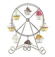Yingwei 8-Cup Metal Rotating Ferris Wheel Cupcake and Dessert Stand Holder, Chrome Finish, Updated Larger Cup...