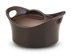 Rachael Ray Stoneware 2-3/4-Quart Covered Bubble and Brown Casserround Casserole, Chocolate