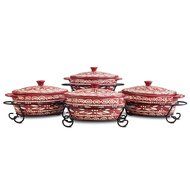 Temp-tations Old World Set of 4 Mini Oval Covered Casseroles in Cranberry