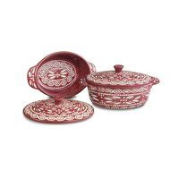Temp-tations Old World Set of 4 Mini Oval Covered Casseroles in Cranberry N3
