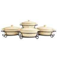 Temp-tations Old World Set of 4 Mini Oval Covered Casseroles in Cranberry N5