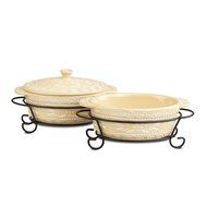 Temp-tations Old World Set of 4 Mini Oval Covered Casseroles in Cranberry N6