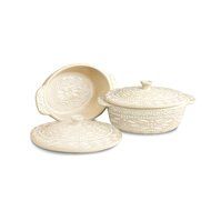 Temp-tations Old World Set of 4 Mini Oval Covered Casseroles in Cranberry N7