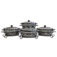 Temp-tations Old World Set of 4 Mini Oval Covered Casseroles in Cranberry N9