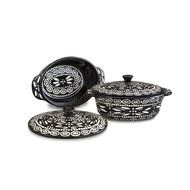 Temp-tations Old World Set of 4 Mini Oval Covered Casseroles in Cranberry N11