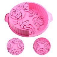 DiDaDi Pink Round Silicone 3D Rose Flower Pattern Bread Cake DIY Baking Mould Pan Mold N3