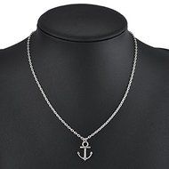 Fashion Silver Simple Anchor Charm Pendant Bib Chain Necklace Women Jewelry Gift