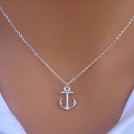 Fashion Silver Simple Anchor Charm Pendant Bib Chain Necklace Women Jewelry Gift N2