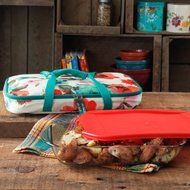 Vintage Bloom Decorated Rectangular Baker with Tote, 3 qt