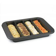 4-Cavity Tart, Pie, Bread, Bun, Roll Non-Stick Baking Pan, Divided Nonstick Mini Loaf Cake Bakeware Tin, with...