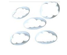 ASIBT Fluffy Cloud Cutter Set of 5 Cake Mould Fondant Sugarcraft Cookie Plunger Cutter Mold Decorating Tools N2