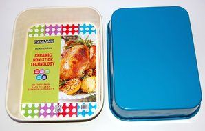 casaWare Ceramic Coated NonStick Lasagna/Roaster Pan 13 x 10 x 3-Inch (Cream/Red) N4