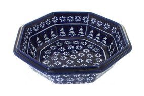 Polish Pottery Winter Nights Large Octagonal Bowl
