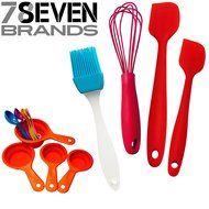 78Seven Silicone Bakeware Measuring Spoons and Cups Baking Set Bundle with 9-Piece Measuring Cup Set and Measuring...