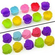 10 Silicone Rose Muffin Cookie Cup Cake Baking Mold Cake Decorating Supplies DIY