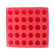 GlobalHouse Durable Red Silicone 30-Cavity Cute Flower Shape Little Cup Jelly Cake Pop Makers, DIY Mold Tray Baking... N2