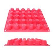GlobalHouse Durable Red Silicone 30-Cavity Cute Flower Shape Little Cup Jelly Cake Pop Makers, DIY Mold Tray Baking... N3