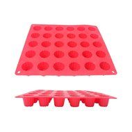 GlobalHouse Durable Red Silicone 30-Cavity Cute Flower Shape Little Cup Jelly Cake Pop Makers, DIY Mold Tray Baking... N4