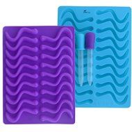 BARRETLGQ 2 Pack Silicone Gummy Worm Mold With 2 Droppers - 40 Cavity- BPA Free FDA Approved Halloween Gummi Candy...