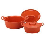 OmniWare Orange High Quality Oval Casserole Dish with Lid (Set of 2)