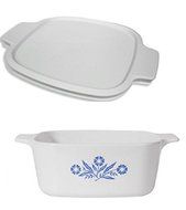 Corningware Stovetop Pyroceram Blue Cornflower 1.5 L Casserole Bundle: Caserole and Plastic Cover