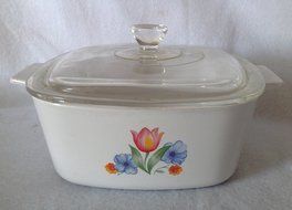 Corning Fresh Cut Tulips Casserole with Lid A-1 1/2-b 1.5 Qt