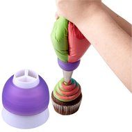 Icing Piping Bag Nozzle Converter Tri-color Cream Coupler Cake Decorating Tools 3 Hole N6