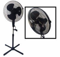 LavoHome Quiet 16" Black Standing Floor Fan 3-Speed Oscillating Adjustable Height