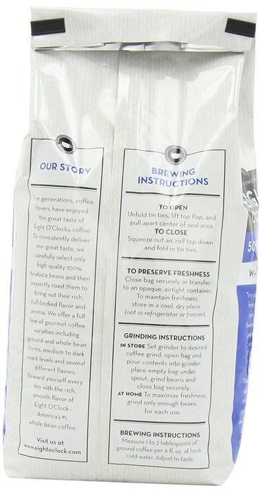 Eight O'Clock 50% Decaf Whole Bean Coffee, 36-Ounce