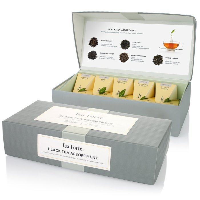 Tea Fort&eacute; Petite Presentation Box Sampler with 10 Handcrafted Pyramid Tea Infusers - Black Tea Assortment