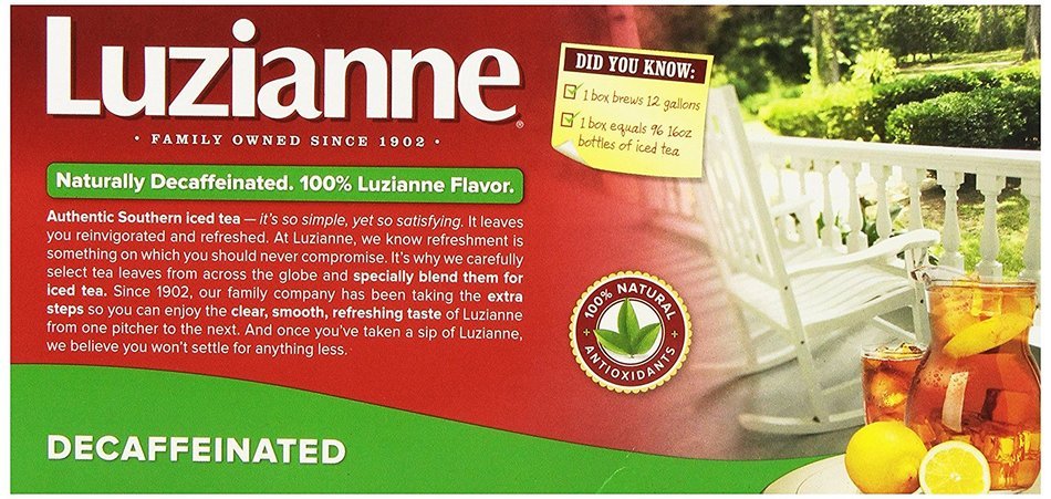 Luzianne Specially Blended for Iced Tea, Decaffeinated Family Sized, 48-Count Tea Bags N2