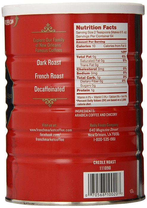 FRENCH MARKET Coffee and Chicory, Medium-Dark Roast, 12 Ounce Can N2