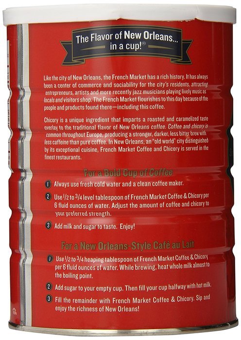 FRENCH MARKET Coffee and Chicory, Medium-Dark Roast, 12 Ounce Can N3