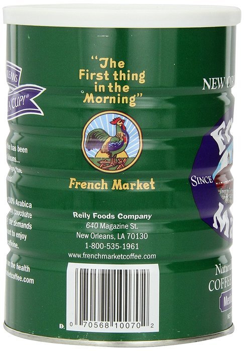 FRENCH MARKET Coffee and Chicory, Medium-Dark Roast, 12 Ounce Can N12