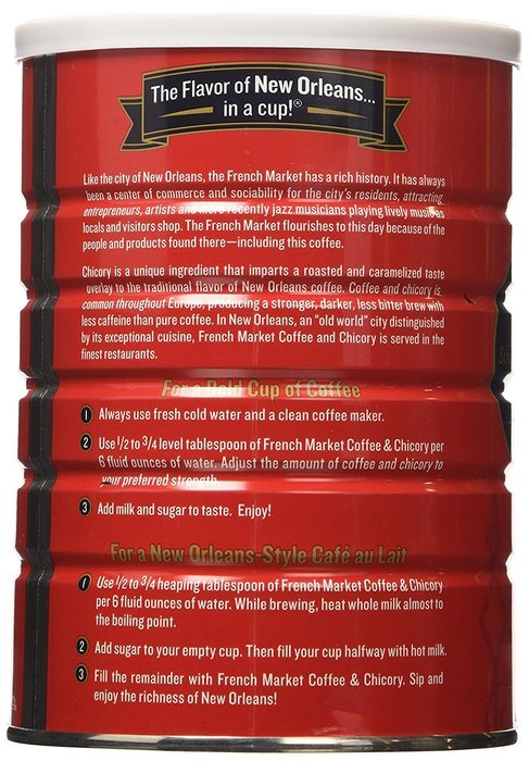 FRENCH MARKET Coffee and Chicory, Medium-Dark Roast, 12 Ounce Can N14
