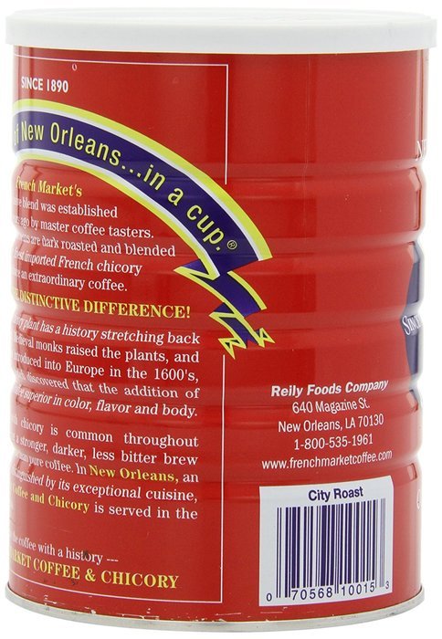 FRENCH MARKET Coffee and Chicory, Medium-Dark Roast, 12 Ounce Can N17