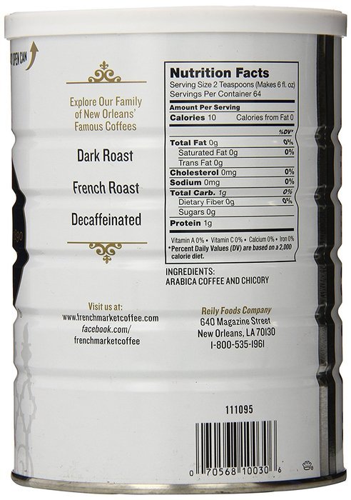 FRENCH MARKET Coffee and Chicory, Medium-Dark Roast, 12 Ounce Can N21