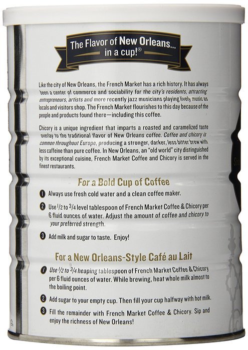 FRENCH MARKET Coffee and Chicory, Medium-Dark Roast, 12 Ounce Can N22