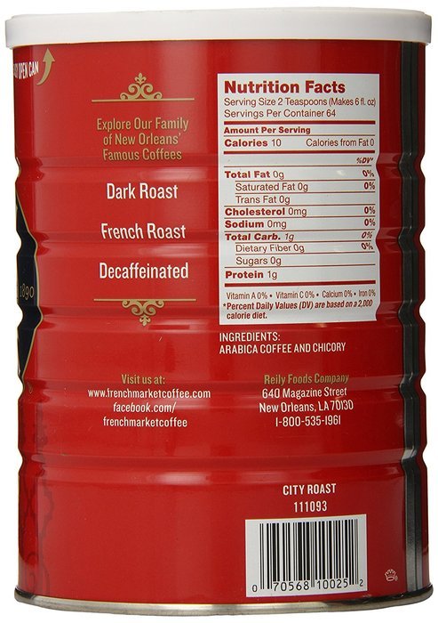 FRENCH MARKET Coffee and Chicory, Medium-Dark Roast, 12 Ounce Can N26