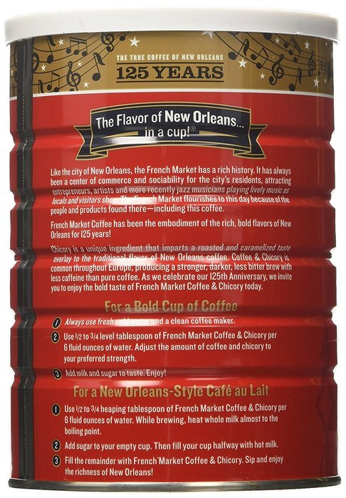 FRENCH MARKET Coffee and Chicory, Medium-Dark Roast, 12 Ounce Can N31