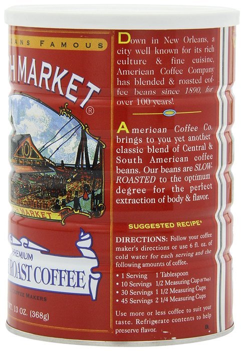 FRENCH MARKET Coffee and Chicory, Medium-Dark Roast, 12 Ounce Can N33