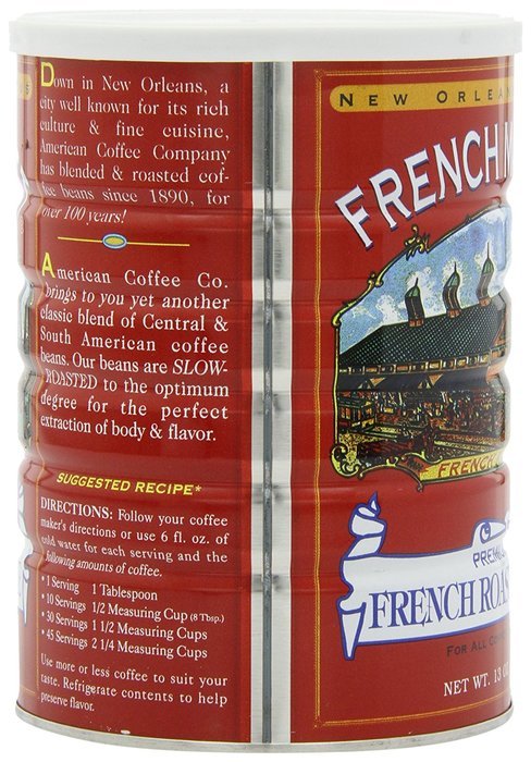 FRENCH MARKET Coffee and Chicory, Medium-Dark Roast, 12 Ounce Can N34