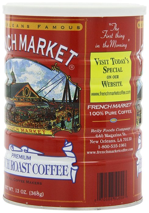 FRENCH MARKET Coffee and Chicory, Medium-Dark Roast, 12 Ounce Can N36