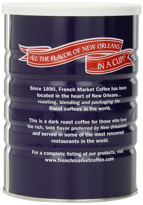 FRENCH MARKET Coffee and Chicory, Medium-Dark Roast, 12 Ounce Can N40