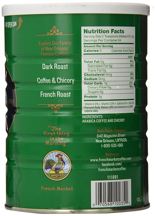 FRENCH MARKET Coffee and Chicory, Medium-Dark Roast, 12 Ounce Can N42