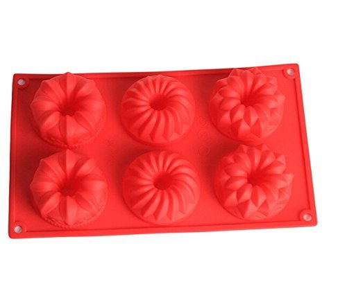 Yingwei 6-cavity Silicone Fancy Bundt Cake, Muffin Cups, Coffee Cake, Cupcake, Brownie and Cornbread Mold