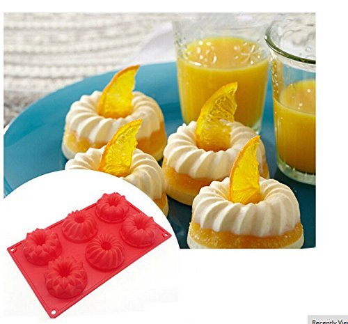 Yingwei 6-cavity Silicone Fancy Bundt Cake, Muffin Cups, Coffee Cake, Cupcake, Brownie and Cornbread Mold N3