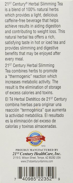 21st Century Slimming Tea, Honey Lemon, 24 Tea Bags, 1.6 Ounce N7