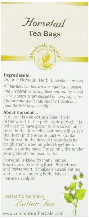Celebration Herbals Organic Horsetail Tea Caffeine Free -- 24 Herbal Tea Bags N2